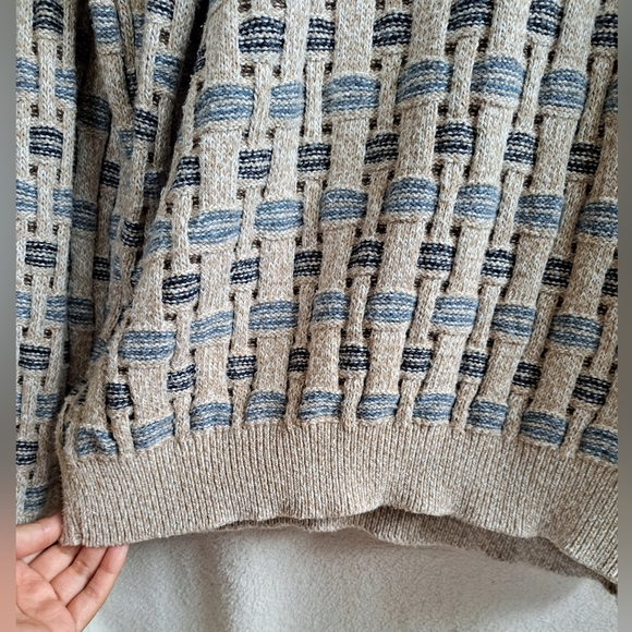 Men's Haggar Pullover Crewneck Textured Knit Cream Colored Sweater - Picture 5 of 7